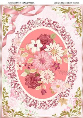 A4 Lovely Flowers on a Deep Pink Mat