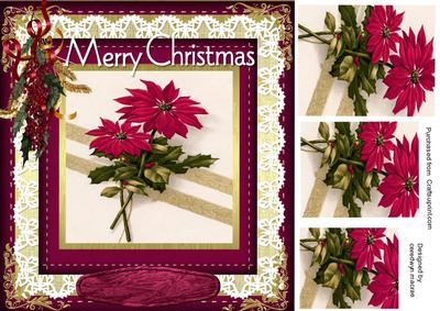 Beautiful Poinsettias on Lace ( Pyramarge)