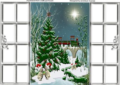 Lovely French Gate Fold Christmas Scene .