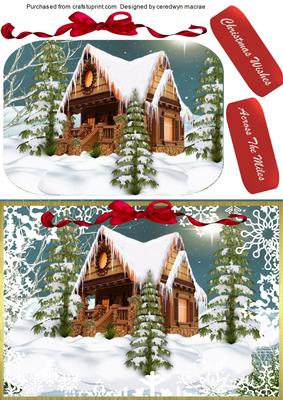 Lovely Snow Covered Log Cabin