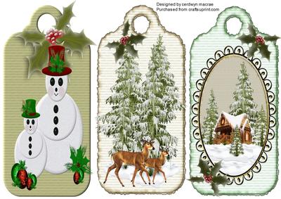 Three Lovely Christmas Tags 