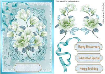 Beautiful Sea Blue Magnolias on Lace