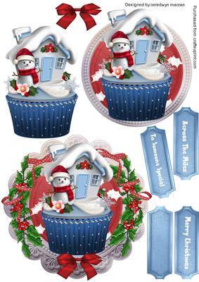 Lovely Topper or Easel Christmas Cupcake Card 