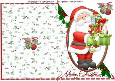 Lovely Santa Over the Edge Cut and Fold Card .