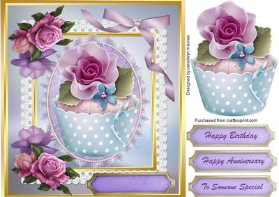 Lovely Cupcake and Beautiful Lilac Roses