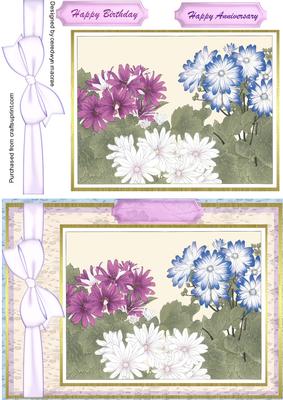 Lovely Japanese Painting of Cineraria.