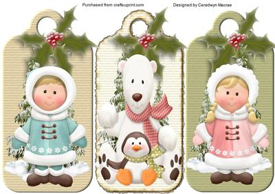 Three Lovely Eskimo and Friends Tags