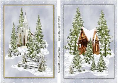 Two Christmas Snow Scene Toppers