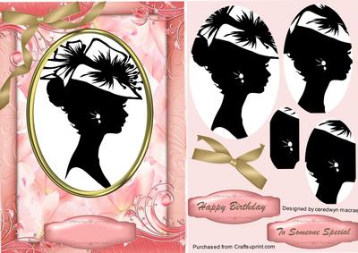 Lovely Silhouette Lady in a Pink Frame ( Pyramarge)