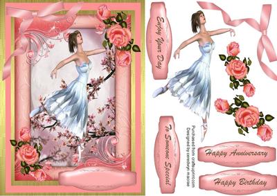 Beautiful Dancing Ballerina in a Pink Frame 