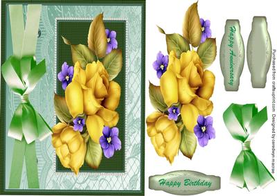 Beautiful Yellow Roses in a Vintage Frame 