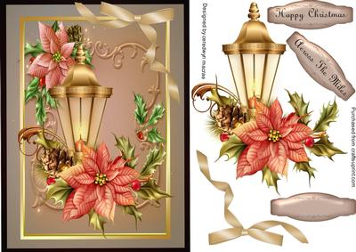 Lovely Christmas Lamp and Ponsetias
