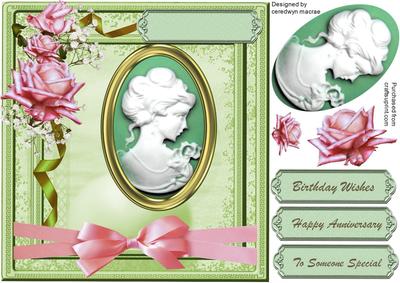 Beautiful Cameo Lady in Pink and Green .