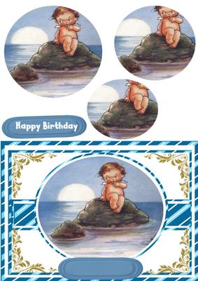 Cute Water Baby Crying on the Rocks .