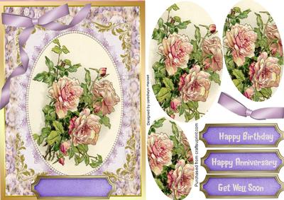 Beautiful Roses in a Oval Frame ( Pyramid )