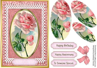 Lovely Pink Roses in Oval Frame ( Pyramids)