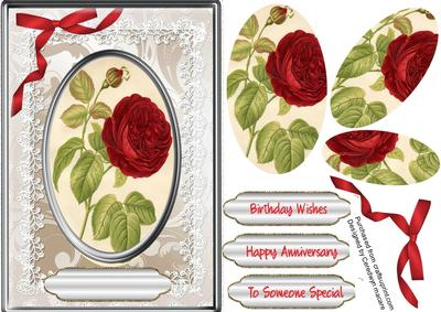 Lovely Red Rose in Silver Frame ( Pyramid ) )
