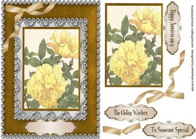 Lovely Yellow Rose in a Silver Frame .