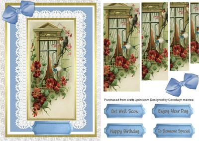 Beautiful Vintage Birds at the Window .
