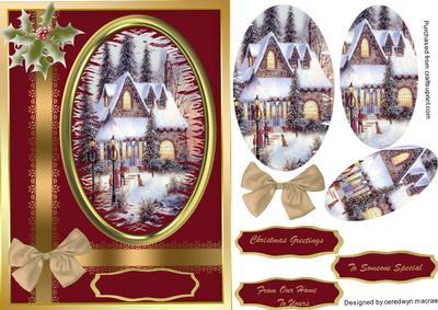 Beautiful Vintage Christmas Scene in Feathered Pyramids