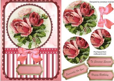 Pink and Red Roses in a Round Frame , Pyranid