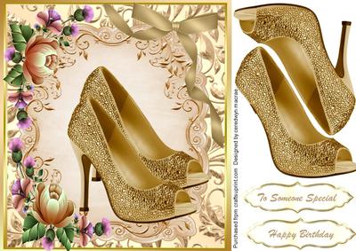 Beautiful Gold Shoe and Flowers 