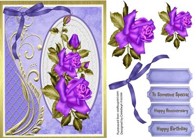Lovely Lilac Roses on a Oval Plaque.