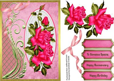 Lovely Deep Pink Roses in a Oval Plaque.