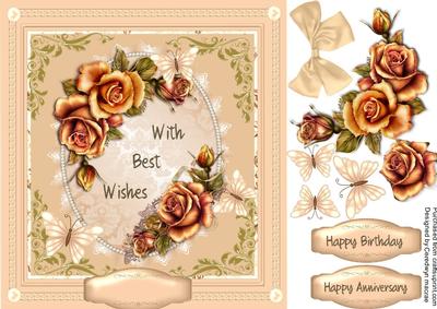 Lovely Gold Roses in a Round Plaque
