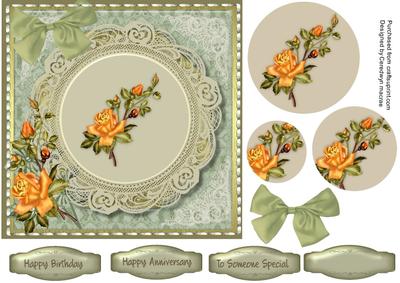 Lovely Oses on Sage Green Lace