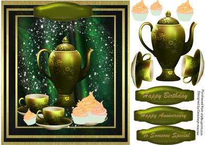 Beautiful Teapot and Cupcakes