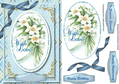 Lovely White Flowers in Oval Frame 