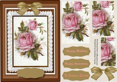 Beautiful Pink Roses on Lace (pyramid)