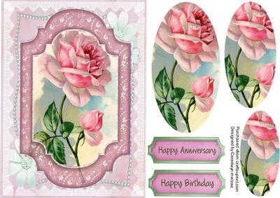 Lovely Pink Roses in a Ornate Frame , Pyramid )