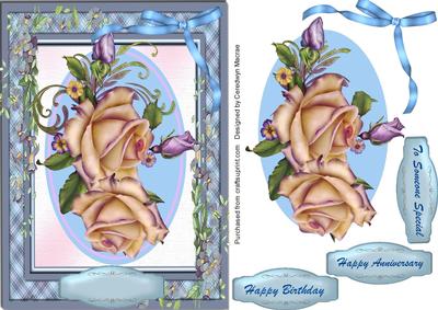 Lovely Cream Roses in a Blue Frame 