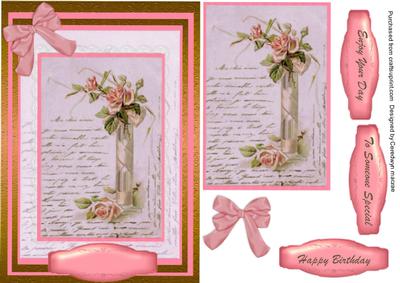 Lovely Pink Roses in a Tall Vase 