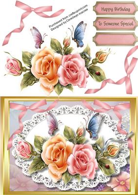 Lovely Rosy Glow Roses on Lace 