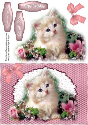 Lovely Fluffy Kitten in the Flowers