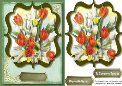 Beautiful Bouquet of Spring Tulips and Irises 