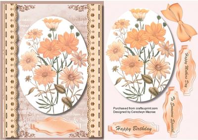 Beautiful Flowers on a Script Background