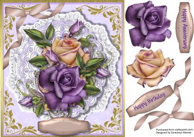 Lovely Roses on Frilled Lace 