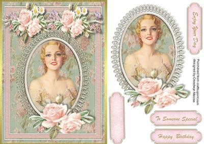 Lovely Vintage Lady with Roses 