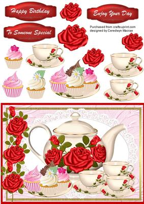 Lovely Cupcakes Roses and a Cup of Tea 
