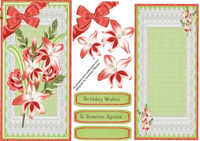 Lovely Lillies and Roses on Lace with Incert