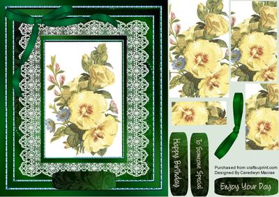 Lovely Hollyhocks and Hepatiea, ( Pyramid)