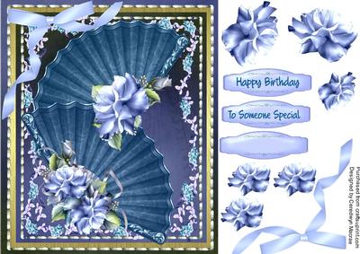 Lovely Blue Fans and Roses