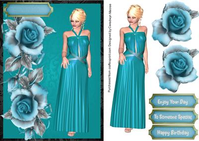 Beautiful Ball Gown and Aqua Roses 