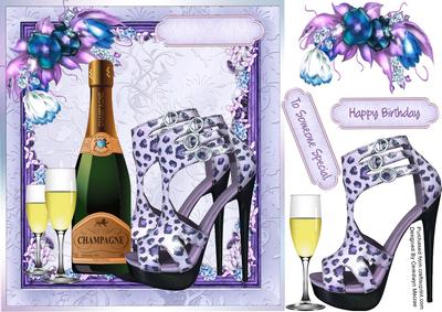 Lovely Lilac Shoes,champagne and Flowers.