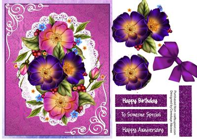 Lovely Lilac Flowers and White Scrolls 