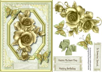 Lovely Golden Roses and Butterflys 
